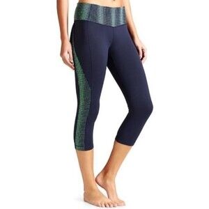 Athleta Revelation Cropped Leggings in Galactic Blue Green, Size S NWOT